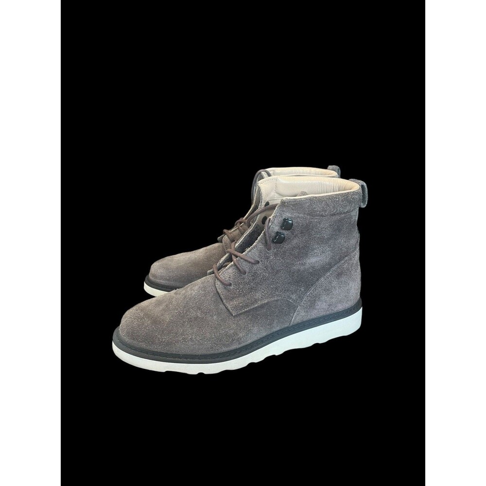 Helmut Lang Combat Boots Women's 40 / 9 Gray White Suede Vibram Lace Up Italy
